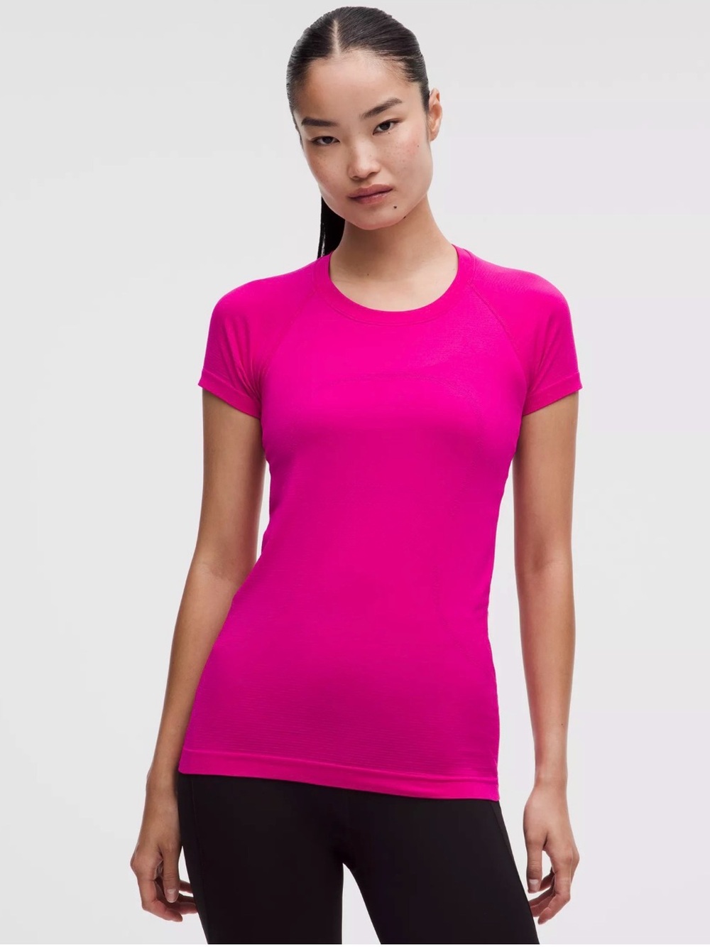 Women's Swiftly Short-Sleeve Active Top in Bright Pink